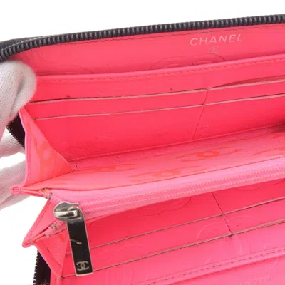 Pre-owned Chanel Black Leather Long Wallet (bi-fold) ()