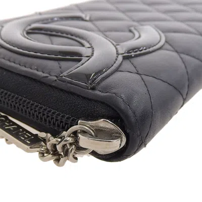 Pre-owned Chanel Black Leather Long Wallet (bi-fold) ()