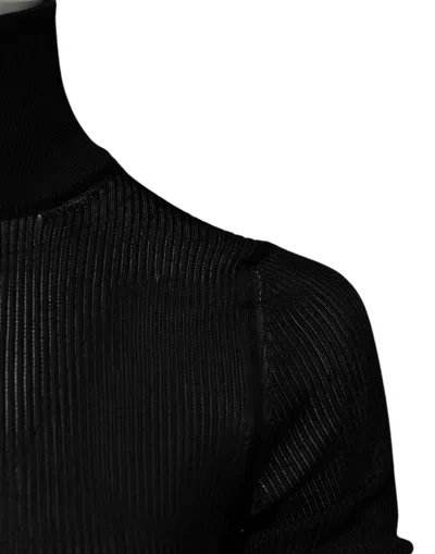 Pre-owned Dolce & Gabbana Black Knit Long Sleeves Turtleneck Slim Women's Top ()