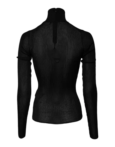 Pre-owned Dolce & Gabbana Black Knit Long Sleeves Turtleneck Slim Women's Top ()