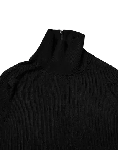 Pre-owned Dolce & Gabbana Black Knit Long Sleeves Turtleneck Slim Women's Top ()