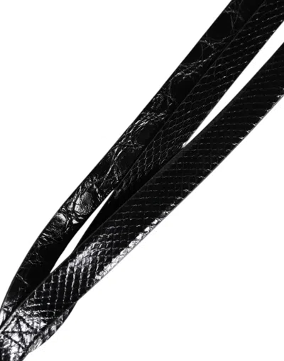 Pre-owned Dolce & Gabbana Black Leather Classic Metal Logo Buckle Men's Belt ()