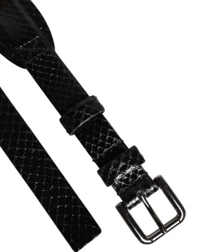 Pre-owned Dolce & Gabbana Black Leather Classic Metal Logo Buckle Men's Belt ()