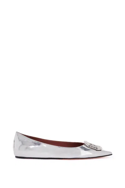 Shop Amina Muaddi Metallic Camellia