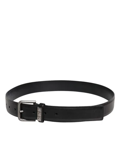 Pre-owned Dolce & Gabbana Black Leather Metal Buckle Classic Men's Belt ()