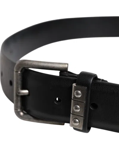 Pre-owned Dolce & Gabbana Black Leather Metal Buckle Classic Men's Belt ()