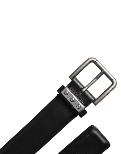 Pre-owned Dolce & Gabbana Black Leather Metal Buckle Classic Men's Belt ()