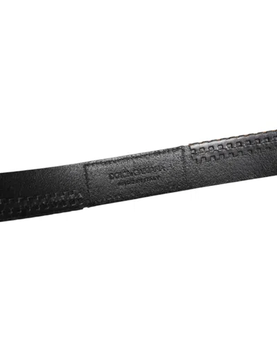 Pre-owned Dolce & Gabbana Black Leather Silver Tone Metal Buckle Men's Belt ()