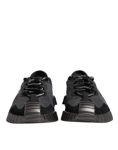 Pre-owned Dolce & Gabbana Black Silver Logo Low Top Men Sneakers Men's Shoes () In Multi