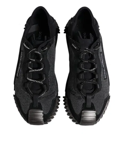 Pre-owned Dolce & Gabbana Black Silver Logo Low Top Men Sneakers Men's Shoes () In Multi