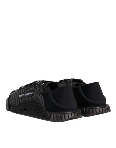 Pre-owned Dolce & Gabbana Black Silver Logo Low Top Men Sneakers Men's Shoes () In Multi