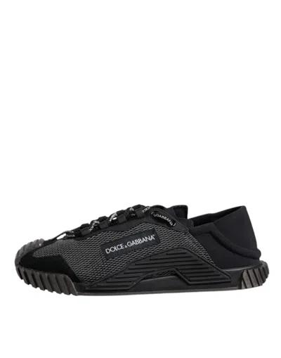 Pre-owned Dolce & Gabbana Black Silver Logo Low Top Men Sneakers Men's Shoes () In Multi