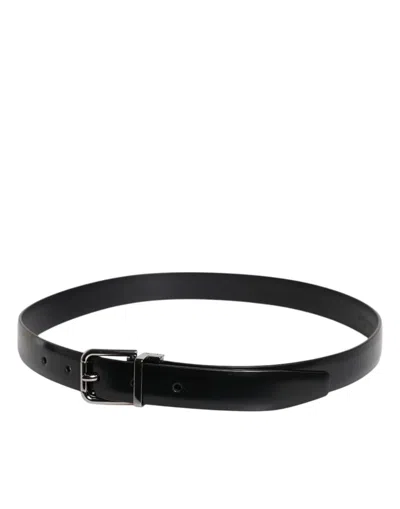 Pre-owned Dolce & Gabbana Black Solid Leather Classic Waist Buckle Women's Belt ()