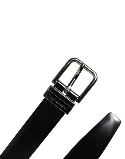 Pre-owned Dolce & Gabbana Black Solid Leather Classic Waist Buckle Women's Belt ()