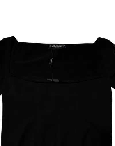 Dolce & Gabbana Black Square Neckline Long Sleeves Women's Sweater