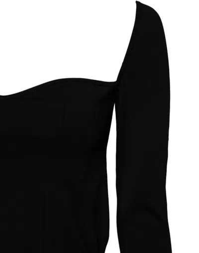 Dolce & Gabbana Black Square Neckline Long Sleeves Women's Sweater