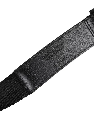 Dolce & Gabbana Black White Printed Metal Logo Buckle Belt In Black