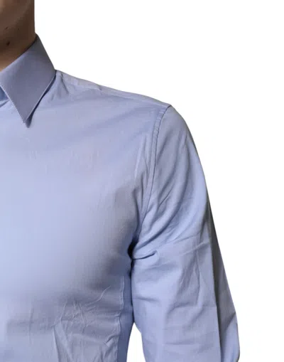 Pre-owned Dolce & Gabbana Light Blue Cotton Sicilia Dress Formal Men's Shirt ()