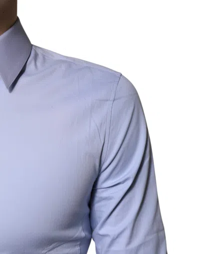 Pre-owned Dolce & Gabbana Light Blue Cotton Sicilia Dress Formal Men's Shirt ()