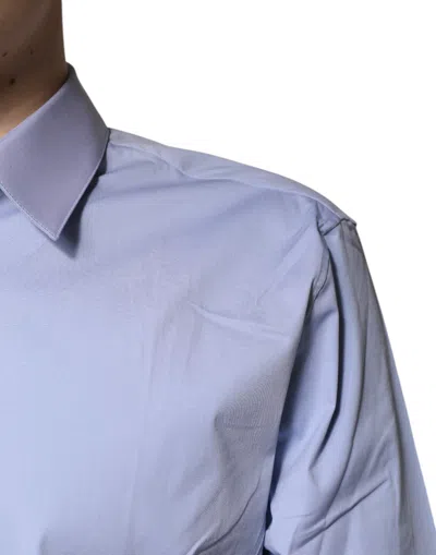 Pre-owned Dolce & Gabbana Light Blue Cotton Sicilia Dress Formal Men's Shirt ()