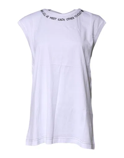 Pre-owned Dolce & Gabbana White Cotton Sleeveless Printed Tank Women's T-shirt ()