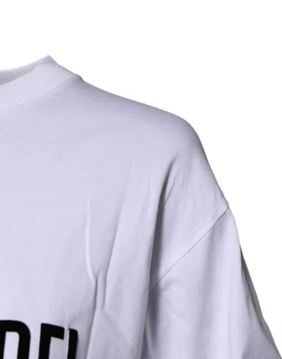 Pre-owned Dolce & Gabbana White Printed Round Neck Top Cotton Women's T-shirt ()