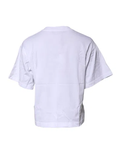 Pre-owned Dolce & Gabbana White Printed Round Neck Top Cotton Women's T-shirt ()