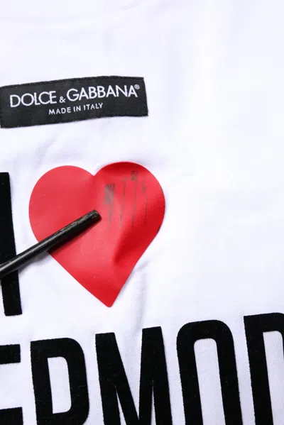 Pre-owned Dolce & Gabbana White Printed Round Neck Top Cotton Women's T-shirt ()