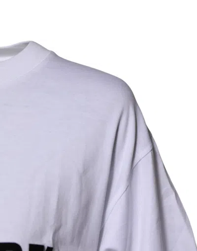 Pre-owned Dolce & Gabbana White Printed Round Neck Top Cotton Women's T-shirt ()
