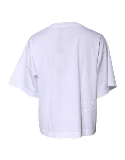 Pre-owned Dolce & Gabbana White Printed Round Neck Top Cotton Women's T-shirt ()