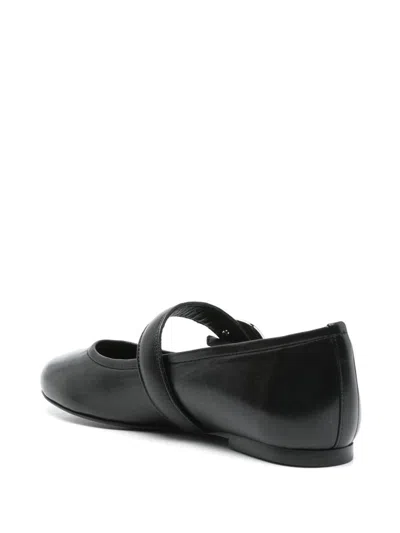 Coperni Calf Leather Ballerinas In Black With Logo-buckle Fastening