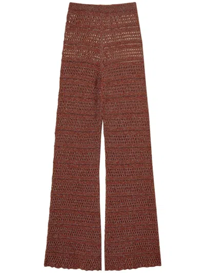 Shop Twinset Brown Embroidered Trousers