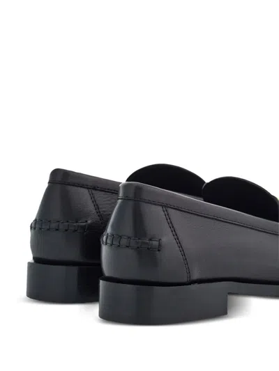 Ferragamo Leather Loafer With Iconic Gancini Detail In Black