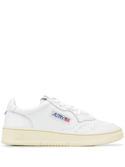 Autry Sneakers Medalist Low In Pelle Bianco Argento
