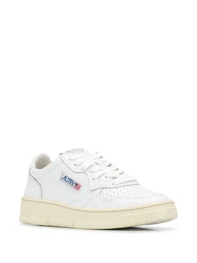 Autry Sneakers Medalist Low In Pelle Bianco Argento