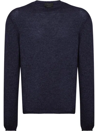 Prada Mens Blue Crewneck Regular-fit Cashmere Jumper