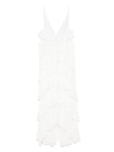 Shop Elisabetta Franchi Frilled Long Dress