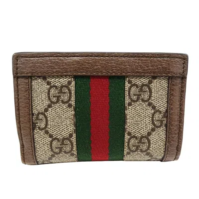 Pre-owned Gucci Beige Gg Supreme Wallet (tri-fold) () In Sand