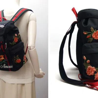 Pre-owned Gucci Black Canvas Backpack ()