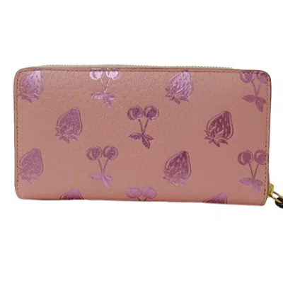 Pre-owned Gucci Pink Leather Long Wallet (bi-fold) ()
