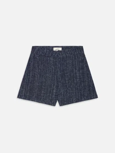 Frame Womens Indigo Tweed Regular-fit Mid-rise Cotton Shorts In Blue