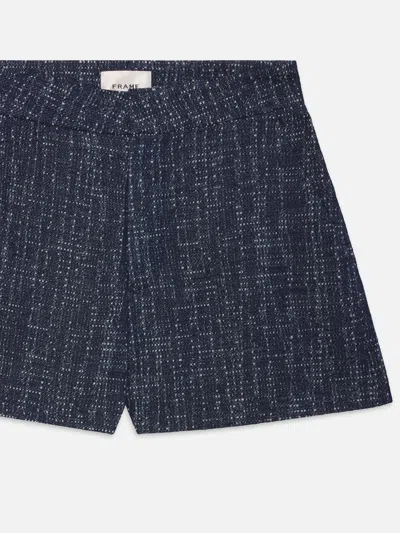 Frame Womens Indigo Tweed Regular-fit Mid-rise Cotton Shorts In Blue