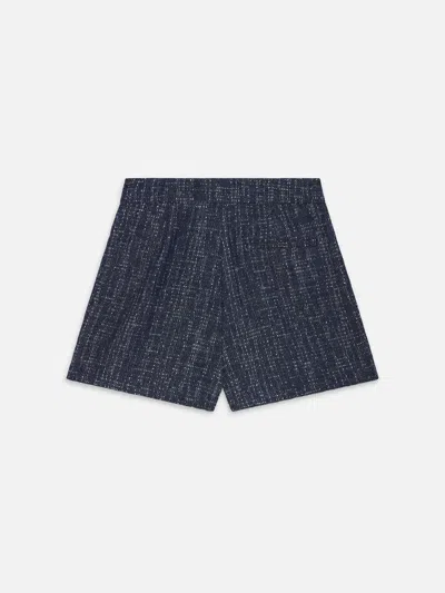 Frame Womens Indigo Tweed Regular-fit Mid-rise Cotton Shorts In Blue