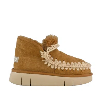 Mou Eskimo Brown Slip-on Boots With Rear Logo In Suede Woman