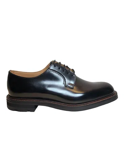 Church's Polished Black Leather Derby Shoes With Rounded Toe