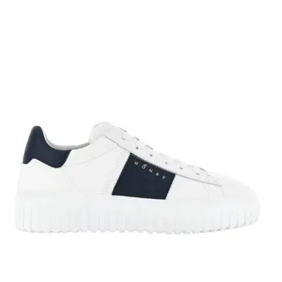 Hogan Sporty Nappa Leather Sneakers With Vertical Stripes In White