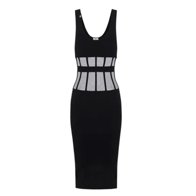 Elisabetta Franchi Fitted Midi Dress In Black