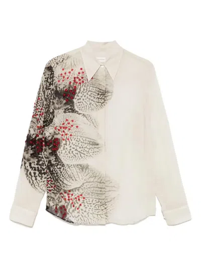 Shop Dries Van Noten Embroidered Printed Chowy Shirt