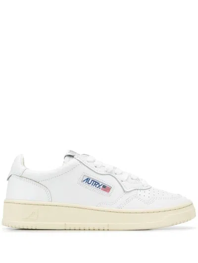 Autry Sneakers Medalist Low In Pelle Bianco Argento