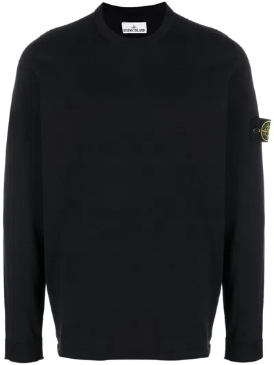 Shop Stone Island Logo Cotton Crewneck Sweater